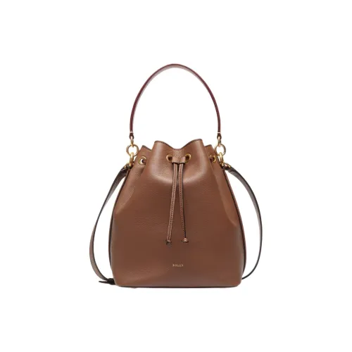 BALLY Телячья кожа Ведрообразная сумка Сумка через плечо Женская Кофейно-коричневая