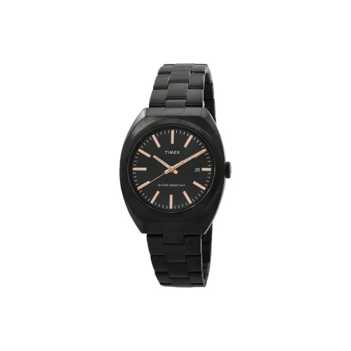 TIMEX Мужские часы Кварцевый механизм Ремешок из нержавеющей стали 38 мм Черный циферблат