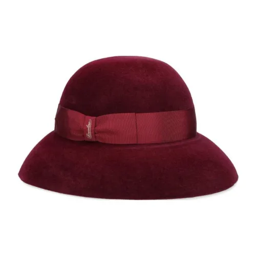 Borsalino Felt Cylinders Unisex Burgundy Борасино Фетр Цилиндры Унисекс Бордовый