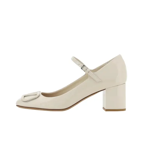 Valentino Туфли Мэри Джейн с грубым каблуком 6 см женские цвет слоновая кость