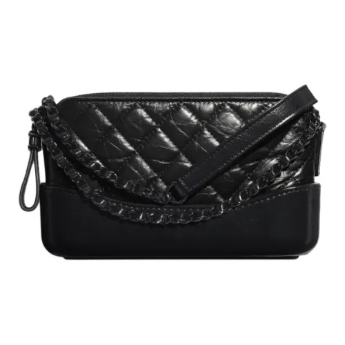 CHANEL GabrielleSo Черная Телячья Кожа Сумка-хобо Сумка через плечо Мини Женская Черная