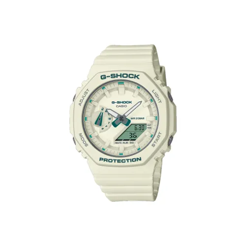 CASIO Liquid Crystal Analog Dual Display Series Кварцевый механизм Смольный ремешок Часы Унисекс Белый циферблат