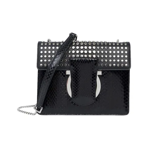 FERRAGAMO Кожа Плечевая Сумка Женская Черная