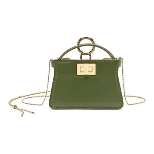 FENDI Peekaboo Nappa Sheepskin Coin Wallet Crossbody Bag Extra Mini Women's Green FENDI Peekaboo Nappa Овчина Coin Кошелек Сумка через плечо Extra Mini Женская Зеленая