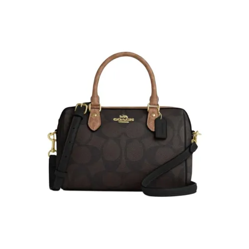 COACH Rowan Покрытый холст Сумка через плечо Сумка Женская Коричневая