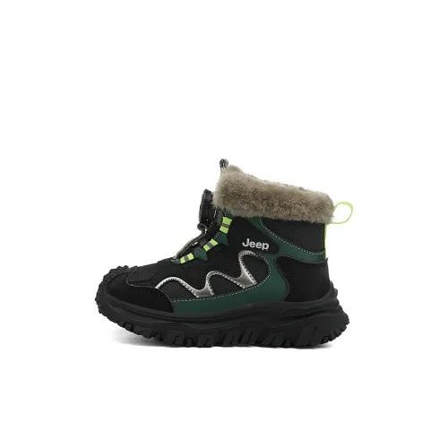 JEEP Детские зимние сапоги High Top Glossy Зеленый/Обсидиановый черный Толстый хлопок Kids