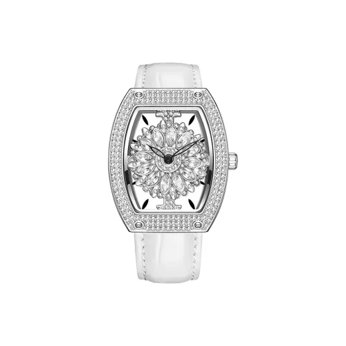 MINIFOCUS Possession Collection Кварцевый механизм Естественная кожа Ремешок Часы Женские Серебристый циферблат