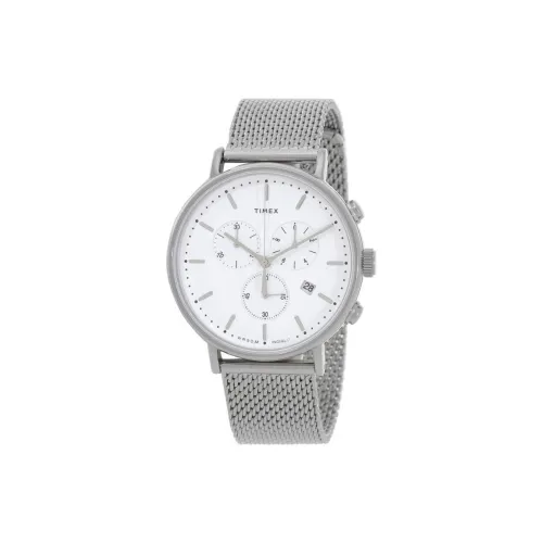 TIMEX Мужские часы Кварцевый механизм Ремешок из нержавеющей стали 41 мм Белый циферблат