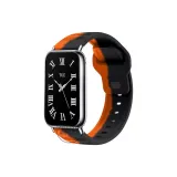 Рельефный, многоцветный, силиконовый ремешок - черный и оранжевый