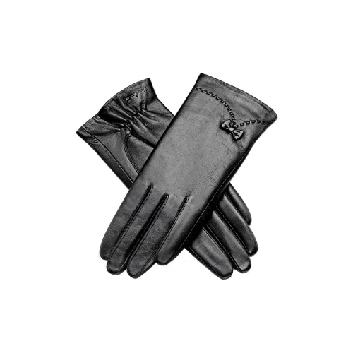 PIERRE CARDIN Sheepskin Goat Leather Gloves Women's Black