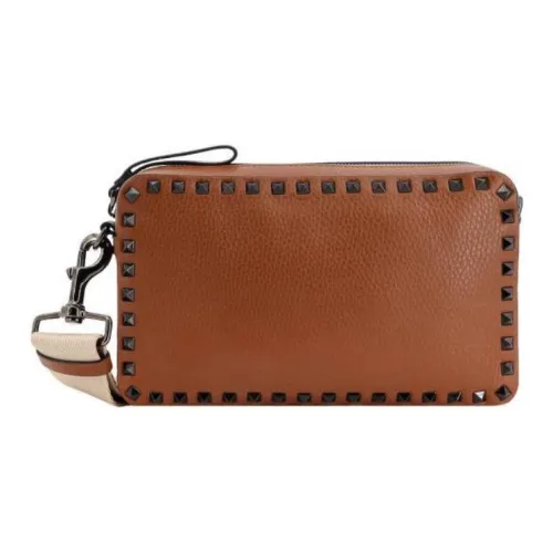Valentino Rockstud Кожа Ручная Сумка через плечо Сумка на плечо Мужская Коричневая