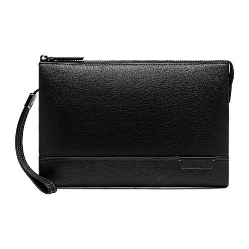 HLA Кожаный кошелек из коровьей кожи клатч мужской черный