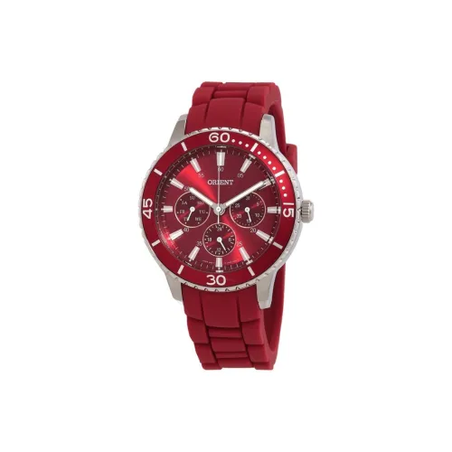ORIENT Кварцевый механизм резиновый ремешок часы 39 мм женские красный циферблат