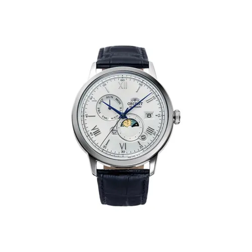 ORIENT Автоматический Ручной Механизм Кожаный Ремешок Часы Мужские Белый Циферблат