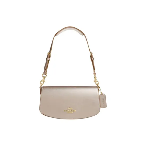 COACH ПВХ Сумка на плечо Сумка Сумка через плечо Средняя Женская Шампань