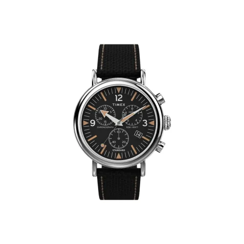 TIMEX Мужские часы Кварцевый механизм Тканевый ремешок 41 мм Черный циферблат