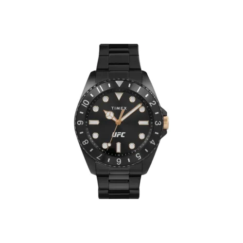 TIMEX Мужские часы Кварцевый механизм Ремешок из нержавеющей стали 42 мм Черный циферблат