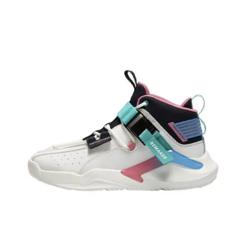 QIAODAN Slip-resistant Abrasion-resistant High Top Скейтборд Кроссовки Женские Белые Синие