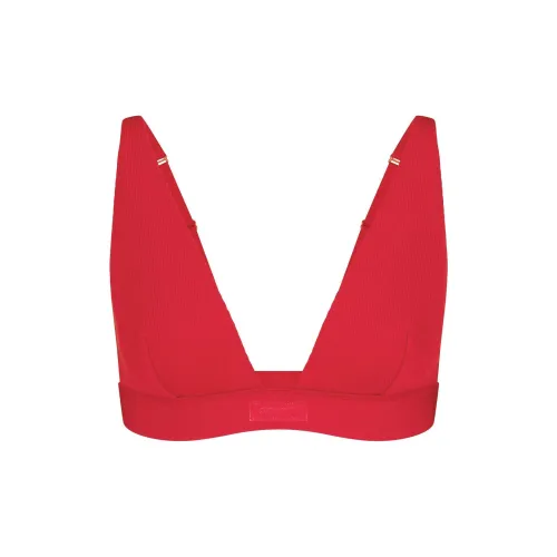 SKIMS Holiday Collection FW24 Cotton Rib Plunge Bralet Bra Women's 1 Pack Клюква Клюква