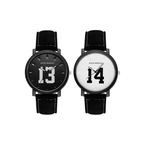 Katie Ermilio Watch Кварцевый механизм Кожаный ремешок Черный циферблат Унисекс