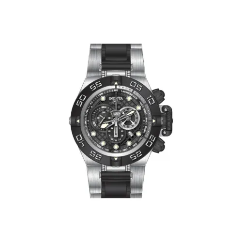 INVICTA Мужские часы Кварцевый механизм Ремешок из нержавеющей стали 50 мм Черный циферблат