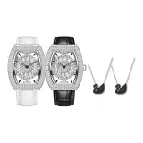 MF0496 L - Серебристо-белый кожаный ремешок + Серебристо-черный ремень [Черный лебедь ожерелье *2]