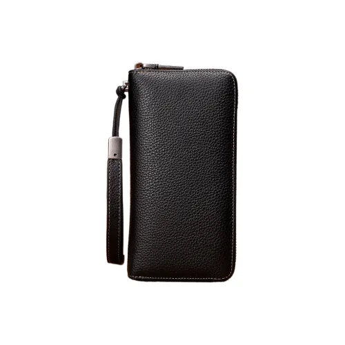 DIFENISE Кошелек из крупнозернистой текстуры коровьей кожи Унисекс Черный Дымчатый Серый