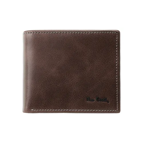 PIERRE CARDIN Top Коровья кожа чековая ткань застежка кошелек стандартный мужской кофейный