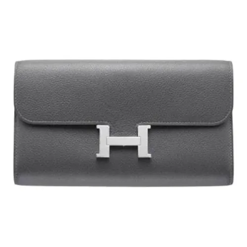 HERMES Constance To Go Evercolor Телячья кожа Кошелек Ручная сумка через плечо Женская 85 Ardoise Темно-сланцевый серый