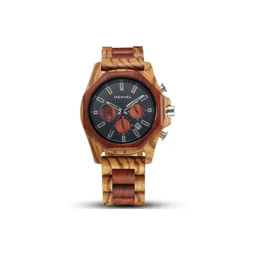 MEXVEL THREE Eye Six Needle Young Модный Эксклюзивный Кварцевые Мужские Наручные Часы Деревянный Ремешок Черный Циферблат