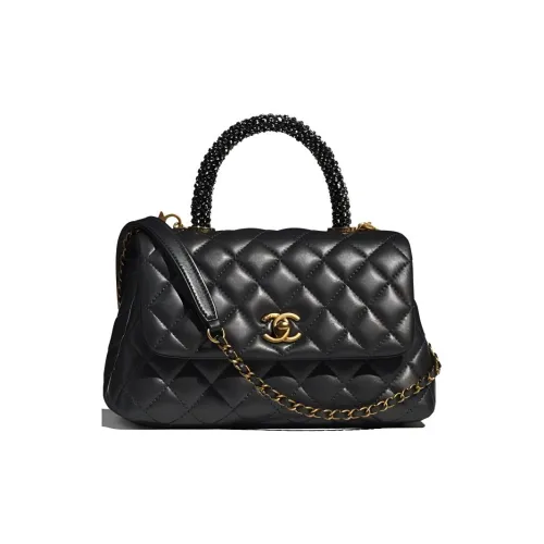 CHANEL Coco Handle Телячья кожа Сумка через плечо Сумка Маленькая Женская Черная