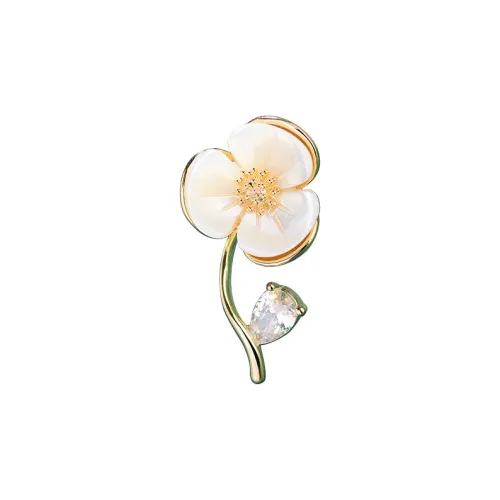 Lockstarfy Mother of Pearl Floral Brooch Women's