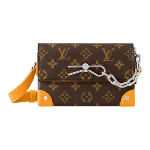 LOUIS VUITTON Steamer Покрытый холст Маленькая коробка Сумка через плечо Сумка через плечо Мини Мужская Коричневый Апельсин