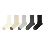 Женские носки (Молочный белый + Бежевый + Светло-серый + Темно-серый + Черный)
