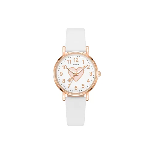 MELSMAO Утонченный Романтический Маленький Круглый Часы Кварцевый Механизм Кожаный Ремешок Часы Женские Часы Белый Циферблат