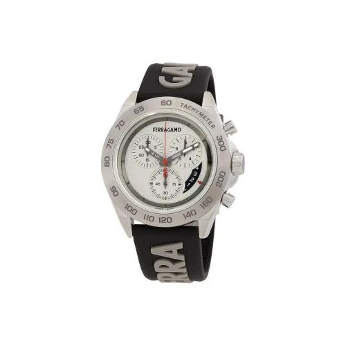 Ferragamo Мужские часы Кварцевый механизм Силиконовый ремешок 43 мм Белый циферблат