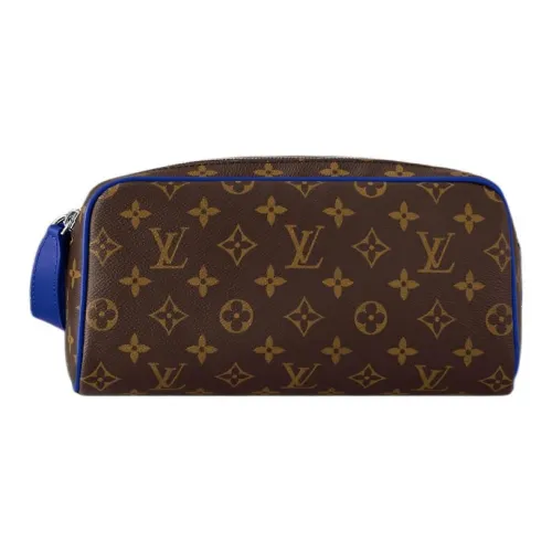 LOUIS VUITTON Dopp Kit Monogram Macassar Покрытый холст Туалетная сумка Мужская Индиго