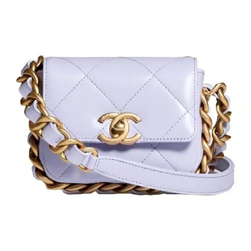 CHANEL 21K Winter Корова Кожа Camera Сумка Сумка через плечо Сумка на плечо Мини Женская Таро Фиолетовый Лаванда