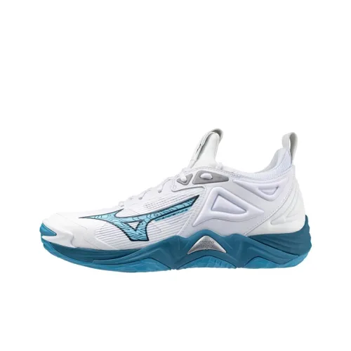 Mizuno Wave Momentum 3 противоскользящие устойчивые к истиранию низкие кроссовки для тренировок унисекс белые и синие