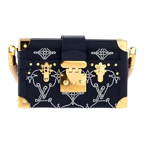 LOUIS VUITTON PETITE MALLE Кожа Коробка Сумка через плечо Женская Морской Синий