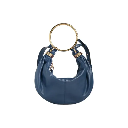 Chloe Яркий с рельефом телячья кожа сумка-полумесяц одно плечо маленькая женская сумка TAPESTRY синего цвета