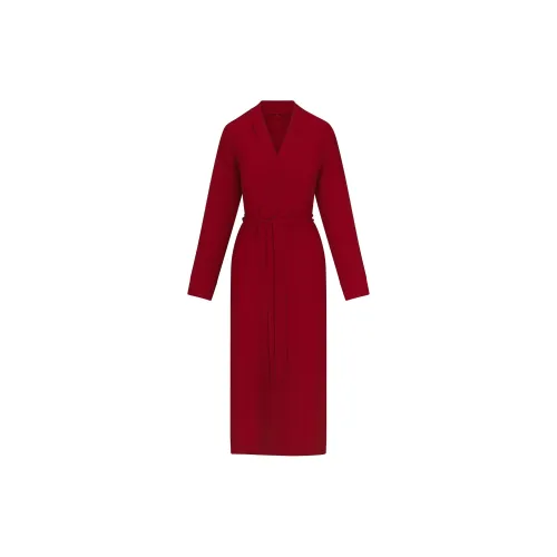 SKIMS FW24 Fake Day Collection Мягкий Lounge Длинный КАЧЕЛКА Sleep Robe Женские BRICK Кирпично-красный