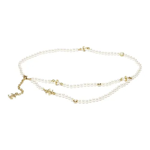 CHANEL Кристальные талиевые цепочки Женские Deep Золото Белый