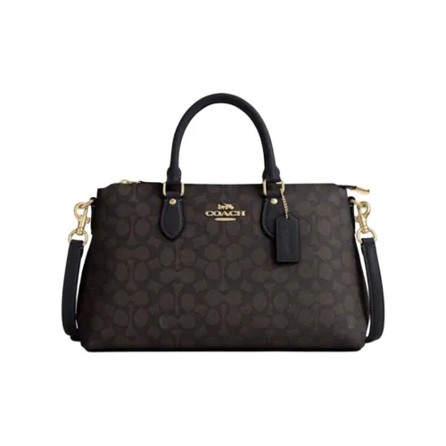 COACH Georgia ПВХ Сумка через плечо Сумка Большая Женская Темно-Коричневая