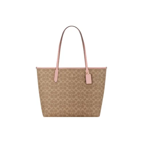 COACH Городская сумка из ПВХ сумка-тоут сумка для покупок сумка через плечо большая женская коричневый и розовый