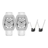 MF0496 L - Серебристо-белый, кожаный ремешок + серебристо-белый ремешок [Черный лебедь ожерелье *2]