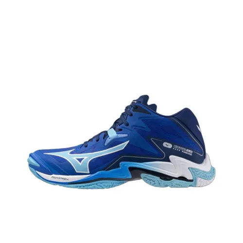 Mizuno Wave Lightning Z8 противоскользящие устойчивые к истиранию кроссовки для тренировок MID унисекс синий белый