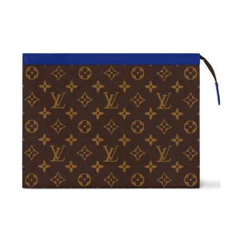 LOUIS VUITTON Монограмма Macassar Покрытый холст Клатч Средний Мужской Синий