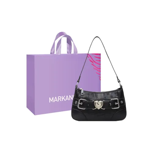 MARKANGARO ПУ (полиуретан) Багетная сумка Стандартная Женская Черная