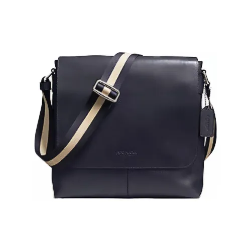 COACH Charles Кожаная Сумка через плечо Сумка на плечо Большая Мужская Темно-синяя